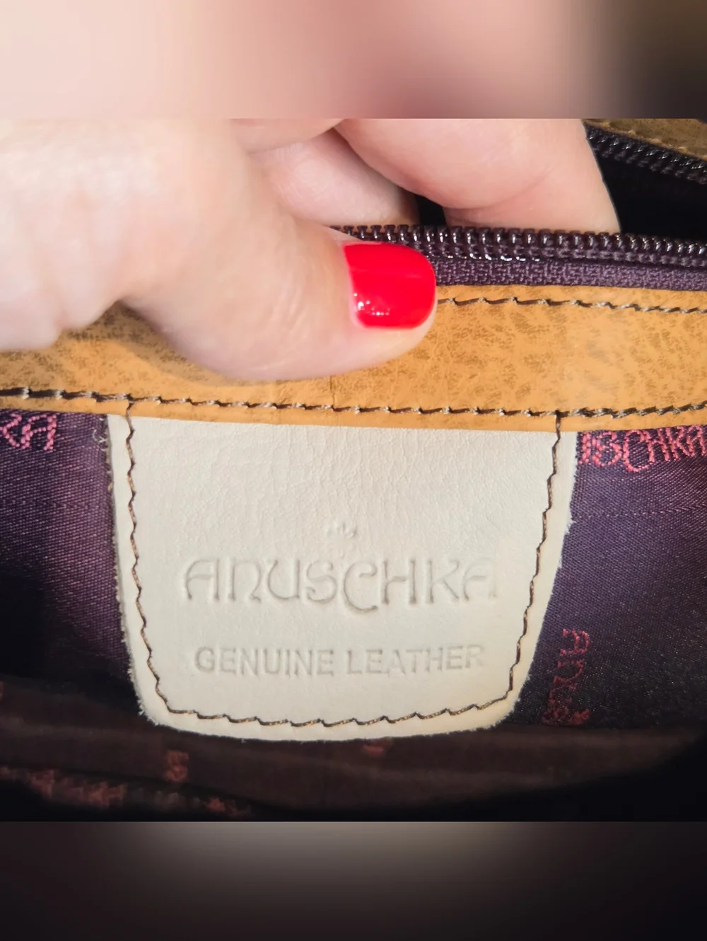 Anuschka Hand-Painted Purple Floral Leather Shoulder Bag - Picture 12 of 14